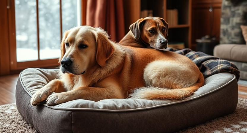 senior dog care, short-haired cat winter, arthritic pet, keeping pets warm, dog coats, pet safety, winter pet tips, elderly dog, family pet.