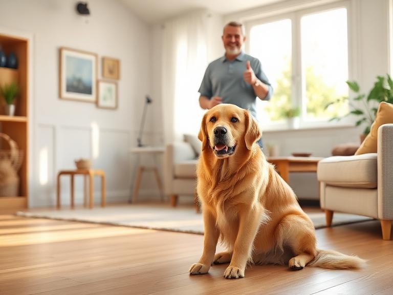 dog jumping on guests